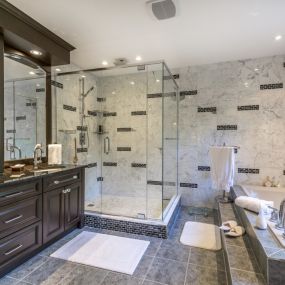 Freshly remodeled luxurious bathroom