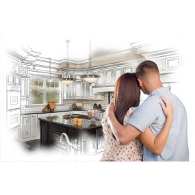 Young couple imagining a remodeled kitchen