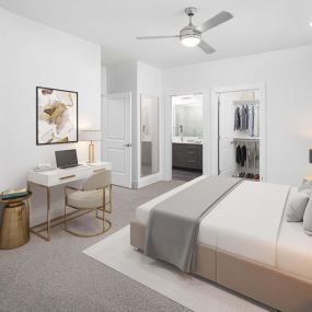 Desert modern style spacious main bedroom with ensuite bathroom and walk in closet