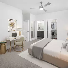 Desert modern style spacious main bedroom with ensuite bathroom and walk in closet