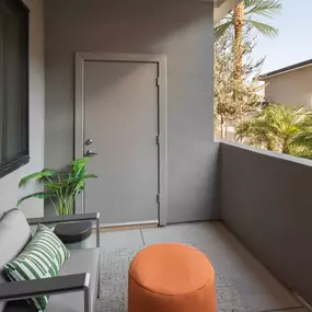 Desert modern style patio with storage and room for seating