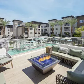 camden north end apartments scottsdale az terrace rooftop with fireplace and seating