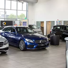 Cars inside the Mercedes-Benz Ayr showroom