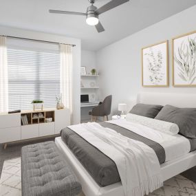 Camden Grand Harbor Apartments in Katy, TX with spacious bedrooms and built-in desks