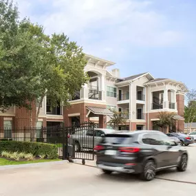 Gated entry into Camden Grand Harbor apartments in Katy, TX