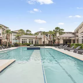 Pool with lap lanes at Camden Grand Harbor Apartments in Katy, TX