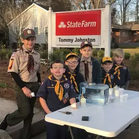 Boy Scouts outside the office