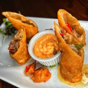 Cheddar Steak Egg Rolls at Misto Restaurant in The Bronx