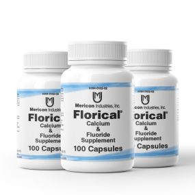 Florical - Calcium & Fluoride Supplement for prevention and remediation of otosclerosis, prevention and remediation of osteoporosis, bone health, & teeth and gum health. By Mericon Industries (100 Tablets Product)