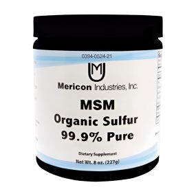 MSM Organic Sulfur - Supplement for increased energy, decreased joint pain, allergy suppression, & skin hair nail health. By Mericon Industries (Product)