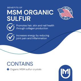 MSM Organic Sulfur - Supplement for increased energy, decreased joint pain, allergy suppression, & skin hair nail health. By Mericon Industries