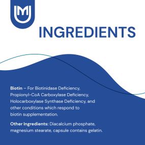 Meribin Supplement - Biotin for skin & nail health, improved metabolism regulation, prevention of hair loss, lessening of rashes, & mood regulation. By Mericon Industries (Ingredients)