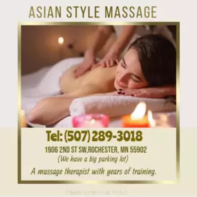 Massage techniques are commonly applied with hands, fingers, 
elbows, knees, forearms, feet, or a device. 
The purpose of massage is generally for the treatment of 
body stress or pain.