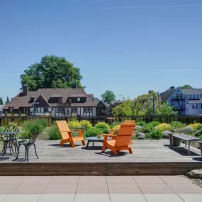 Outdoor sundeck with lounge chairs.