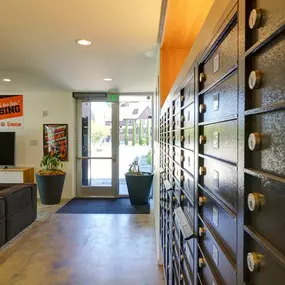 Indoor smart package lockers.