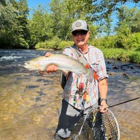 Is it the hat? Mark Gasior kicks off fall fishing with a Mitchell River Club Rainbow trout. We love what he’s wearing!