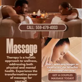 It's a massage experience for two that has real benefits, for physical, mental, and relationship health. 
Ultimately, a couples massage is a shared experience – a massage for two people, at the same time, 
in the same private room, but on two separate massage tables and performed by two massage therapists.