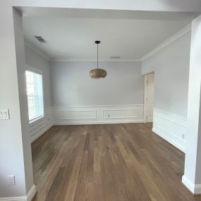 Dining Room remodel with engineered wood flooring.