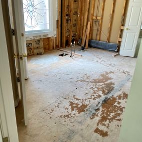 Existing Sandy Springs bathroom is demolished for a remodel project.