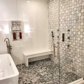 Trending in bathroom  remodel is a seperate wet room for tub and shower