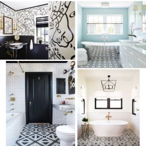 Gorgeous black and white bathrooms