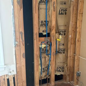 Shower cubicle in remodel process.