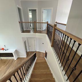 New staircase and floors in family home remodel