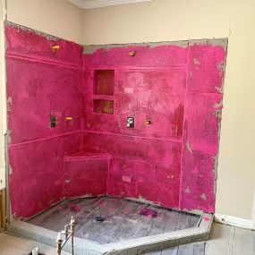 Shower cubicle with silicone waterproof sealant.