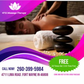 4711 Massage Therapy is the place where you can have tranquility, absolute unwinding and restoration of your mind, 
soul, and body. We provide to YOU an amazing relaxation massage along with therapeutic sessions 
that realigns and mitigates your body with a light to medium touch utilizing smoother strokes.