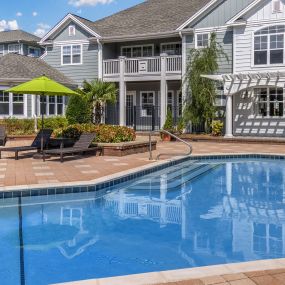 Pool with sundeck at Camden Governors Village Apartments in Chapel Hill, NC