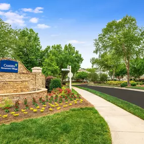 Monument sign at entrance to community at Camden Governors Village Apartments in Chapel Hill, NC