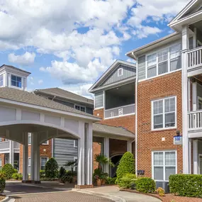 Covered apartment entryways at Camden Governors Village Apartments in Chapel Hill, NC