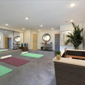 Live/Work space shown as yoga studio