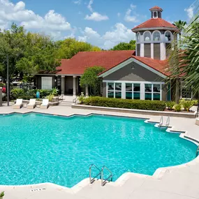 This is the front pool with BBQ grills at Camden Bay apartments in Tampa, Florida.