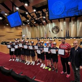 We had the opportunity to visit with Councilman Brian Knudsen at Las Vegas City Hall after winning the state title!