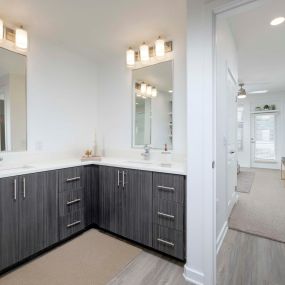 Camden Main And Jamboree Apartments Irvine CA Ensuite Main Bathroom With Dual Vanity Sinks