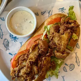 Fall 2022 oyster po'boy on daily happy hour and all night Monday happy hour