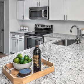 Kitchen with white shaker cabinets