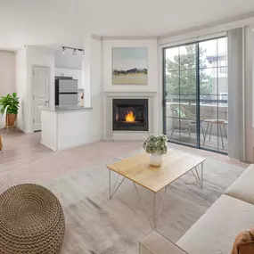 Spacious living room with fireplace