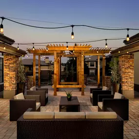 With outdoor lounge space