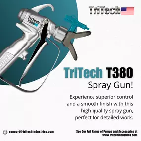 TriTech T380 Spray Gun – the ultimate tool for detailed and precise work. Experience superior control and a smooth, flawless finish with this high-quality spray gun. Perfect for any professional painter looking to elevate their craft