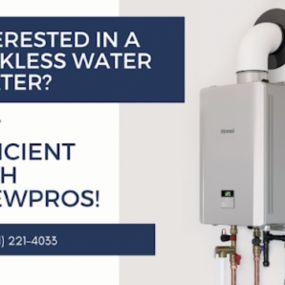 Tankless, as opposed to traditional water heaters, heat water as you need it, ensuring energy efficiency and plenty of warm water. Let CrewPros install your tankless water heater!