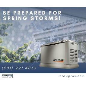 Spring is upon us, which means the storm season is in full swing. Let CrewPros ensure your home is prepared for a power outage with a whole-house generator. CrewPros Home Services is a Generac Elite Dealer. We have factory trained technicians to install or service your Generac Whole House Generator. Keep your lights on and your utilities running no matter the weather with CrewPros.