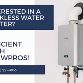 Tankless, as opposed to traditional water heaters, heat water as you need it, ensuring energy efficiency and plenty of warm water. Let CrewPros install your tankless water heater!