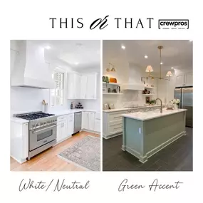 Classic white and neutral elegance, or a color pop with modern vibes? Which kitchen style speaks to you? Whichever kitchen remodel is your preference, CrewPros has you covered! We can turn your dream kitchen into a reality. Contact us when you are ready to remodel your kitchen!