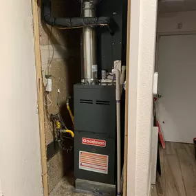 Installed Single Stage Upflow Closet Unit in Vacaville