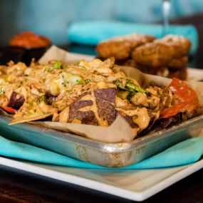 Caribbean Nachos at City Line Bar and Grill