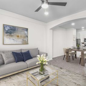 Modern style living and dining room at Camden Crest in Raleigh, NC