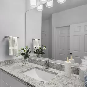 Beautifully renovated bathroom at Camden Crest in Raleigh, NC