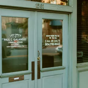 Front door of the Law Office of Paul C. Galanides